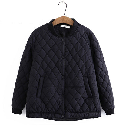 Women Cotton Coat plus Size Diamond Plaid Baseball Uniform