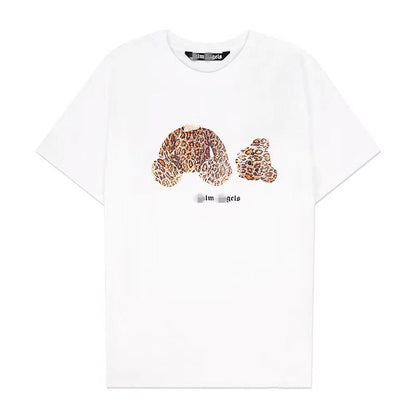Palm Angle T Shirts Leopard Print Broken Head Bear Word Couple