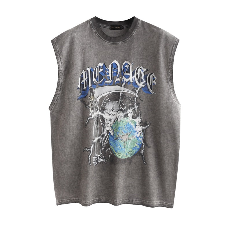 Men Vest Washed Sleeveless T-shirt Baby Boy and Girl Summer Loose Vest