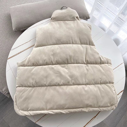 Women Cotton Coat Warm down Jacket Vest Casual Stand Collar