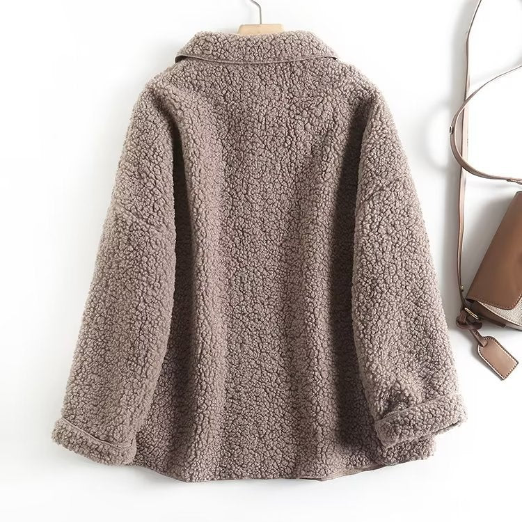 Women Cotton Coat Lamb Wool Coat Women Retro Loose