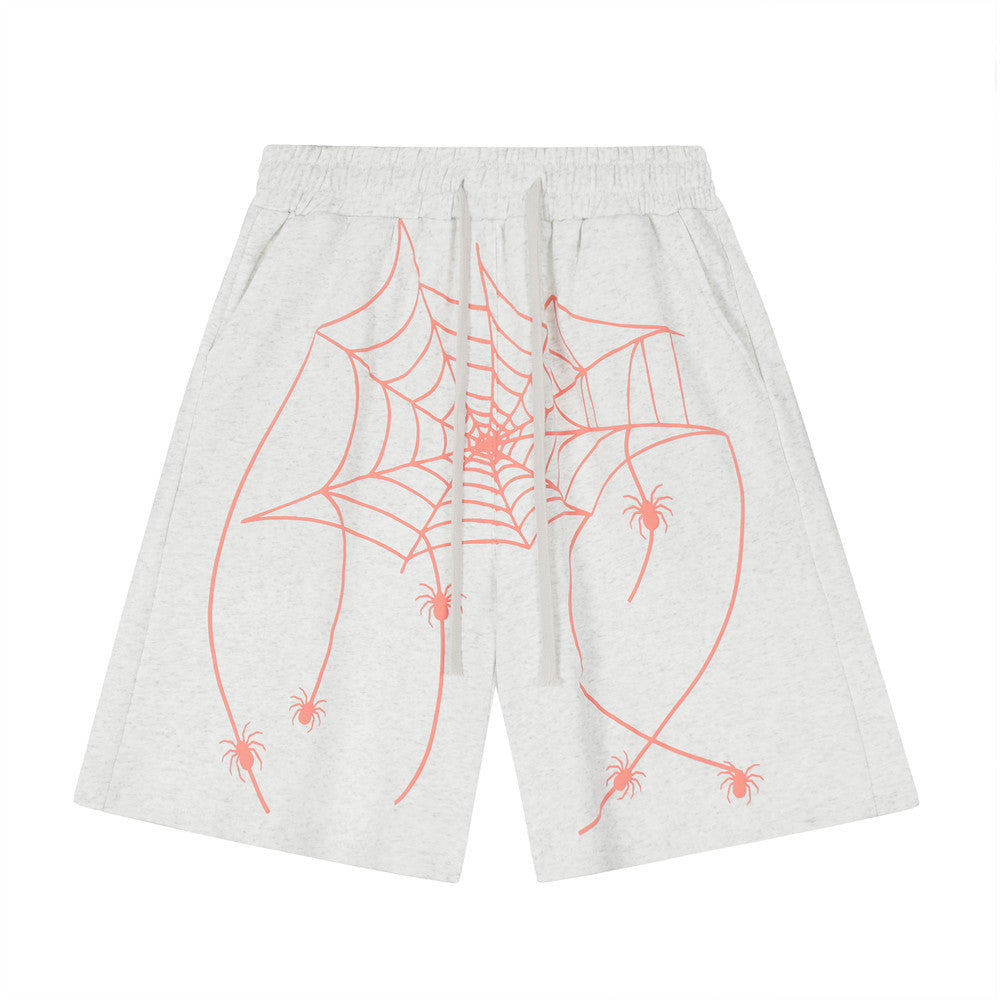 Men Shorts Spider Web Loose Personality Leisure Sports