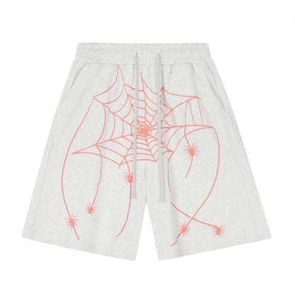 Men Shorts Spider Web Loose Personality Leisure Sports