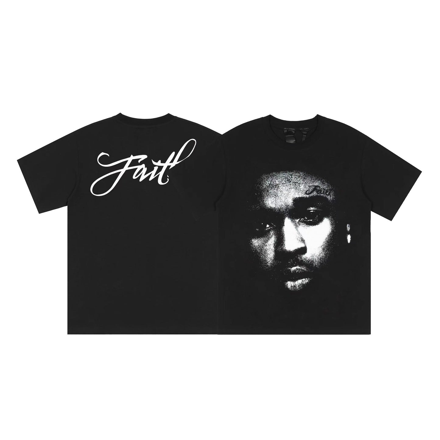 Vlone T Shirts Portrait Printing Short Sleeve T-shirt Men and Women Couple High Street Loose Hip Hop Large V Half Sleeve