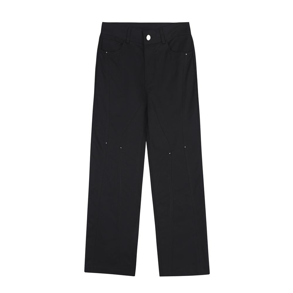 Men Sweatpants Straight-Leg Trousers Men's Stitching Loose Casual Pants