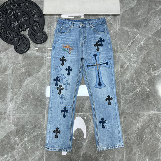CHH Chrome Hearts Jeans Unisex Casual Loose Jeans
