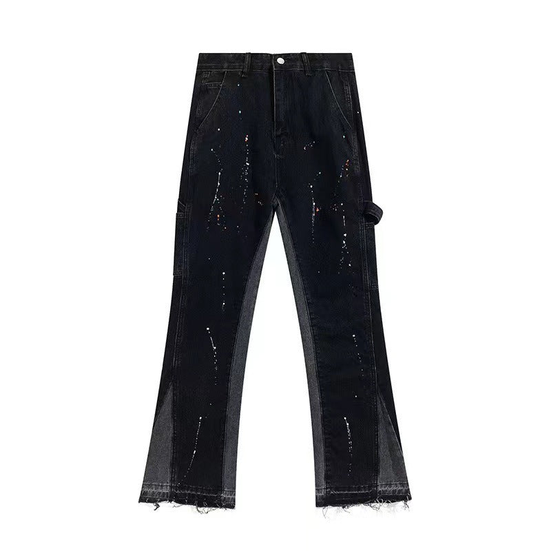 Gallery Dept Flared Trousers Splash-Ink Flared Jeans for Men and Women Loose Straight Trousers