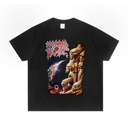 Rock Star T Shirt European and American Morbid Angel Band Morbid Angel Is Rock Print T-shirt Short Sleeve Loose