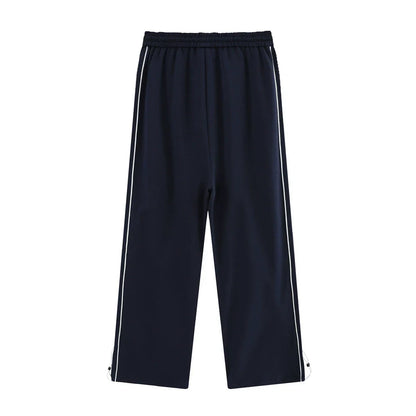 Men Sweatpants Side Striped Casual Pants Men's Casual Loose Track Pants Drawstring Elastic Waist Straight-Leg Trousers