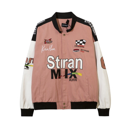 Women Jackets Vintage Racing Suit Baseball Uniform Motorcycle Jacket