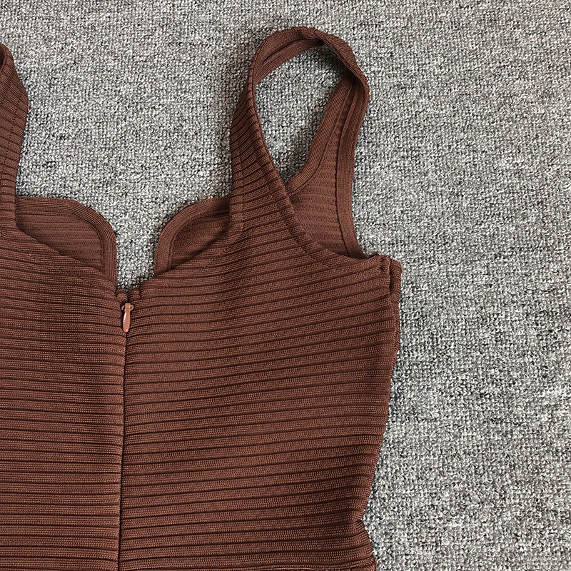 Women's Evening Dress Bandage One-Piece Dress Square Collar Sleeveless Sexy Slim Fit Camisole Gown