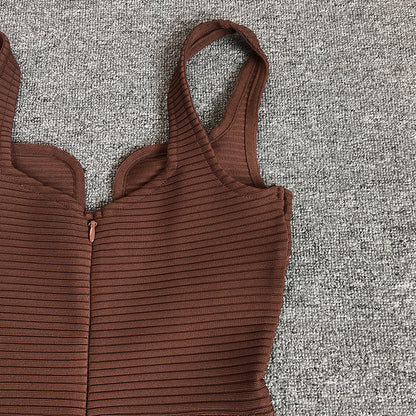 Women's Evening Dress Bandage One-Piece Dress Square Collar Sleeveless Sexy Slim Fit Camisole Gown