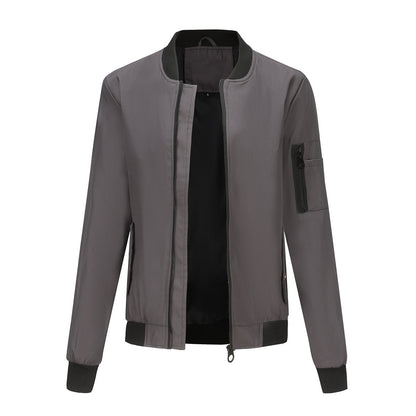 Women's Trench Coat Spring and Autumn Thin Flight Jacket Women's Casual Long Sleeve Coat Women's Loose Lapel Baseball Uniform