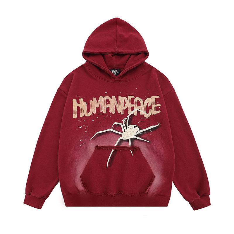 Men Hoodie Hip Hop Oversize Spider Graffiti Hoodie