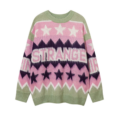 Women Sweater Vintage Star Jacquard Idle Style
