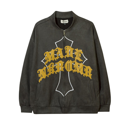 Men Jacket Coat Letter Embroidered Jacket Coat Men's Clothing Loose Baseball Uniform