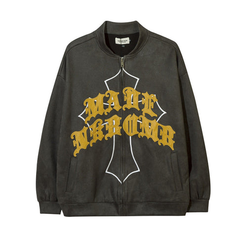 Men Jacket Coat Letter Embroidered Jacket Coat Men's Clothing Loose Baseball Uniform