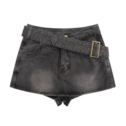 Women Shorts A- line Denim Short Culotte Summer High Waist Wash Casual Hot Pants