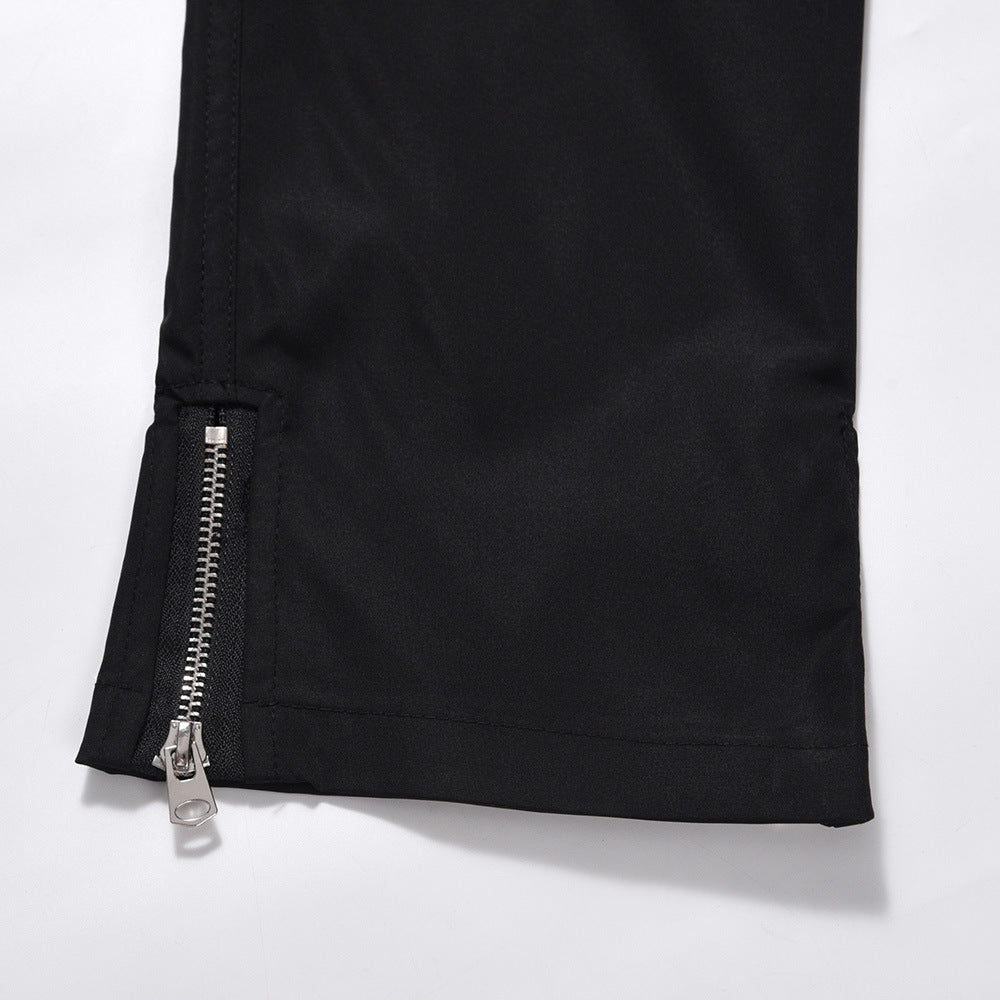 Men Sweatpants Multi-Pocket Workwear Casual Pants Loose Casual Zipper Split Straight Trousers