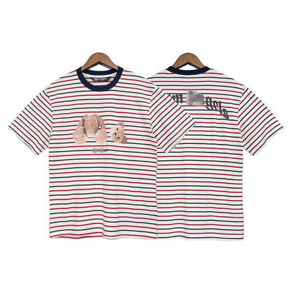 Palm Angle T Shirts Red and Black Stripes Couple