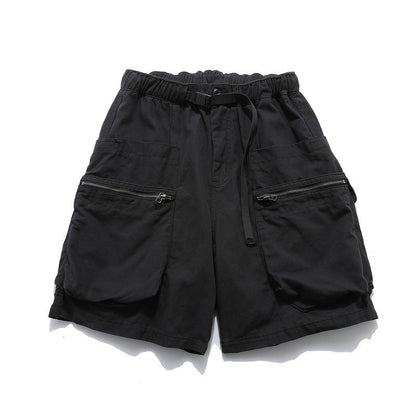 Men Shorts Solid Color Multi-Pocket Casual Shorts