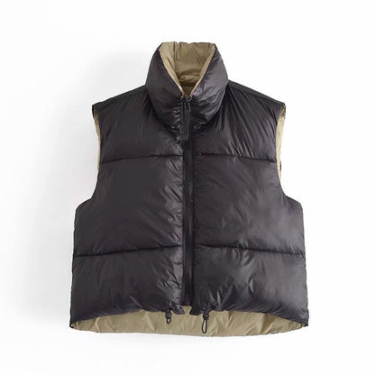 Women Cotton Coat Vest Zipper