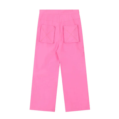 Men Sweatpants Casual Solid Color Straight-Leg Trousers Loose Wide Leg Pants Men