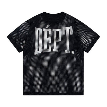 Gallery Dept T-Shirt Alphabet Print Hollow Mesh Short Sleeve T-Shirt