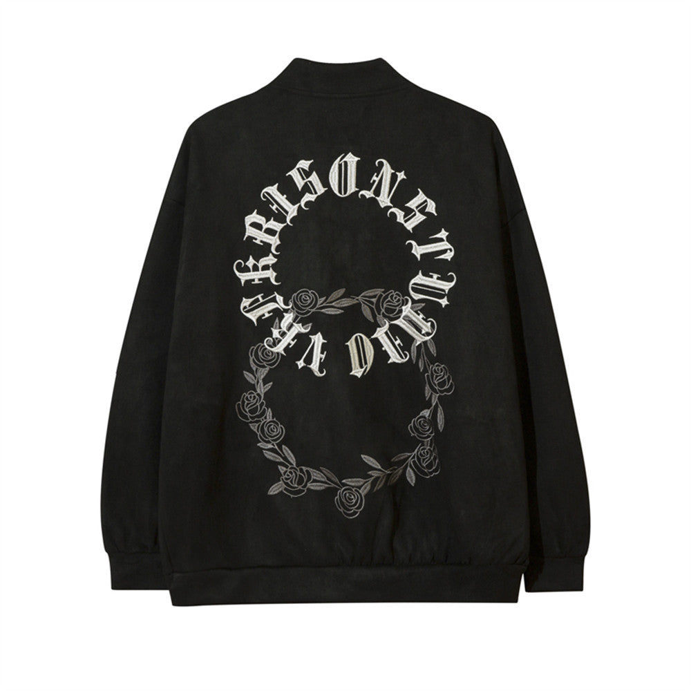 Men Jacket Coat Letter Embroidery Baggy Coat Spring and Autumn Long Sleeve Casual Flight Jacket