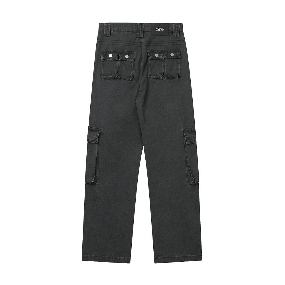 Men Jeans Multi-Pocket Workwear Slit