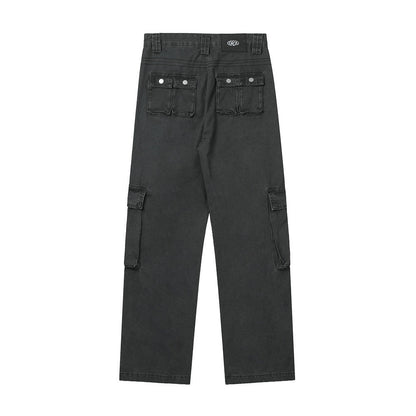 Men Jeans Multi-Pocket Workwear Slit
