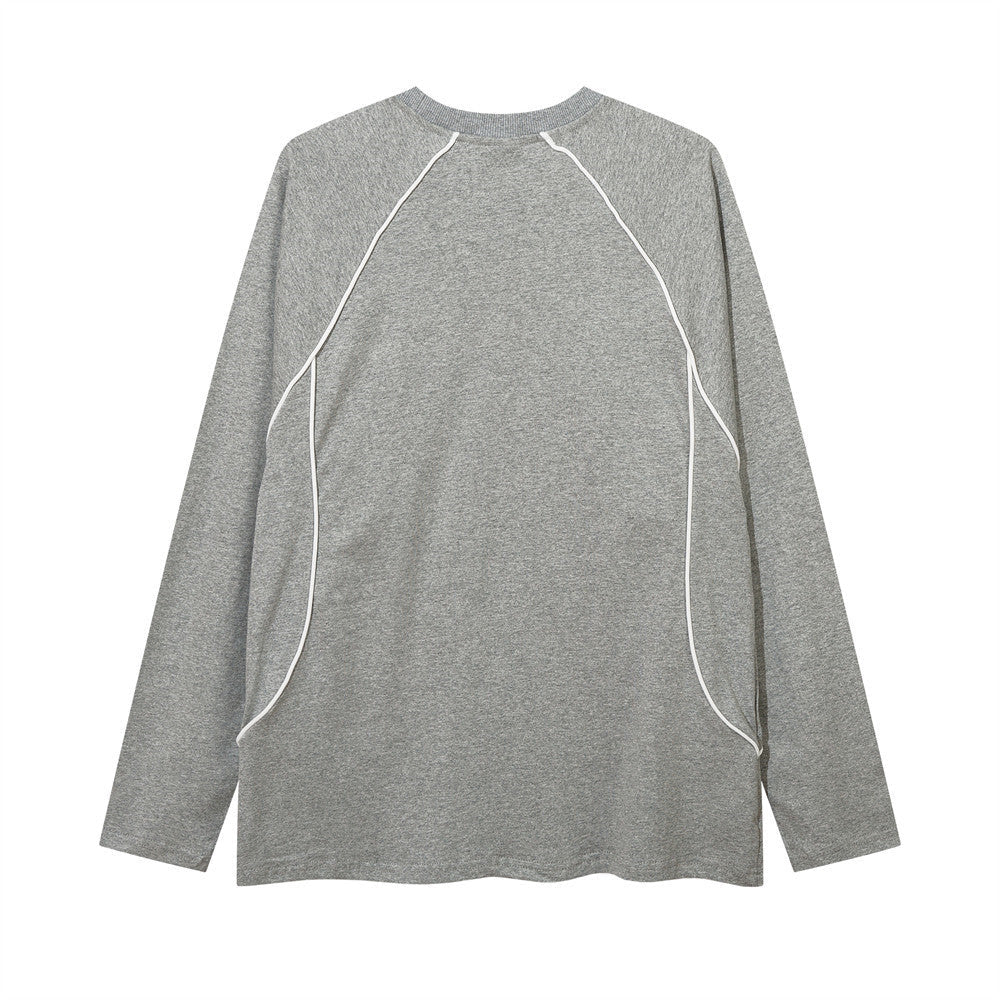 Men Long Sleeve T-Shirt Embroidery Loose Sports