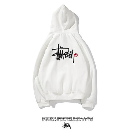 Stussy Hoodie Embroidered Fleece Fashion Hooded Sweater