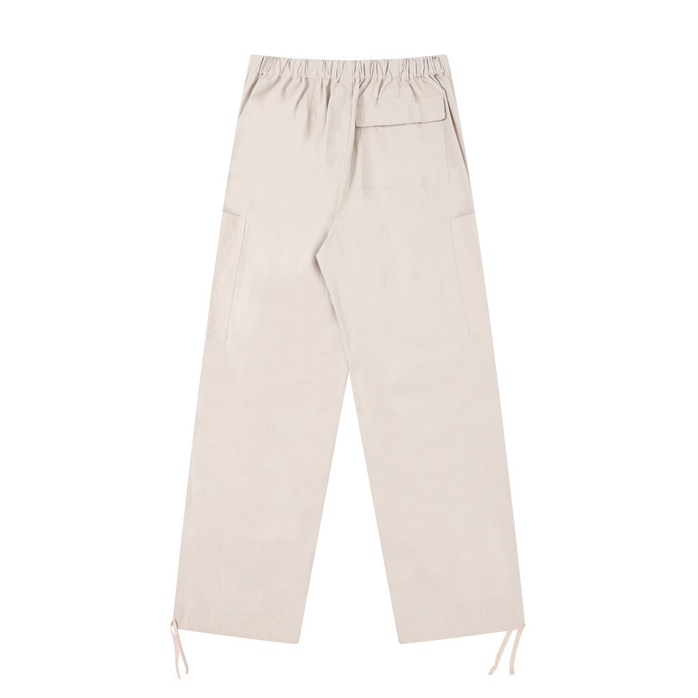 Men Sweatpants Pleated Casual Pants Men Loose Straight Trousers Drawstring Jogger Pants