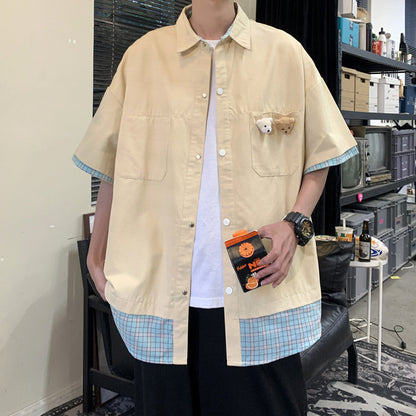 Men Shirts Summer False-Two-Piece Shirt Fashion