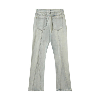 Men Jeans Vintage Straight Jeans Casual Flared Pants