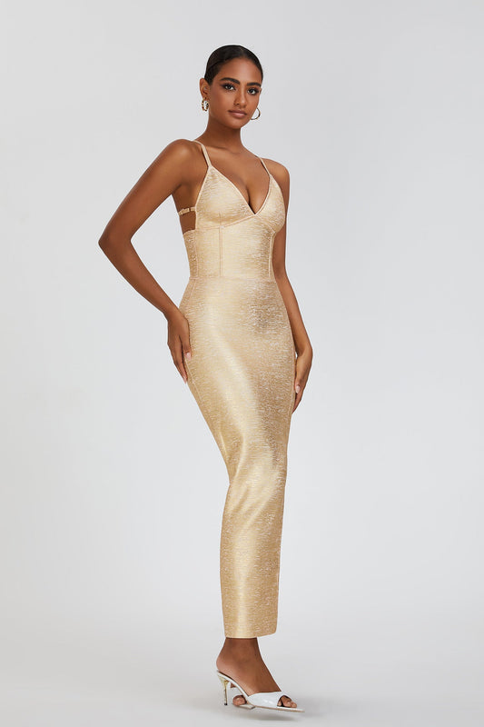 Women Evening Dress Sexy Suspenders Slit Party Bandage One-Piece Dress