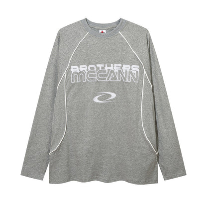Men Long Sleeve T-Shirt Embroidery Loose Sports