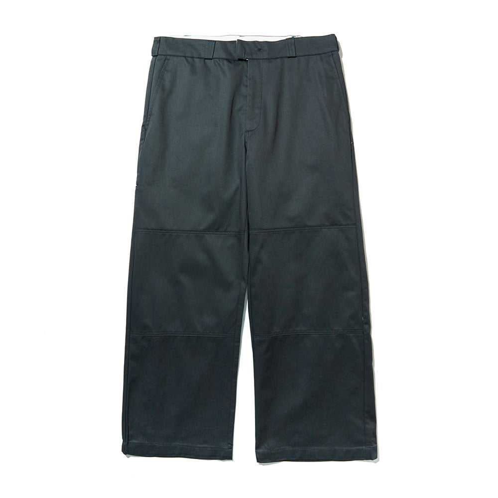 Men Sweatpants Simple Solid Color Straight Cargo Pants Loose Wide Leg Casual Trousers