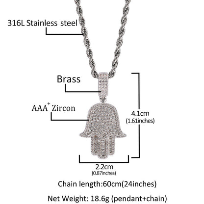 Jewelry Zircon Fatima Hand Pendant Hip Hop Rap rapper St. Valentine's Spectrum Far East
