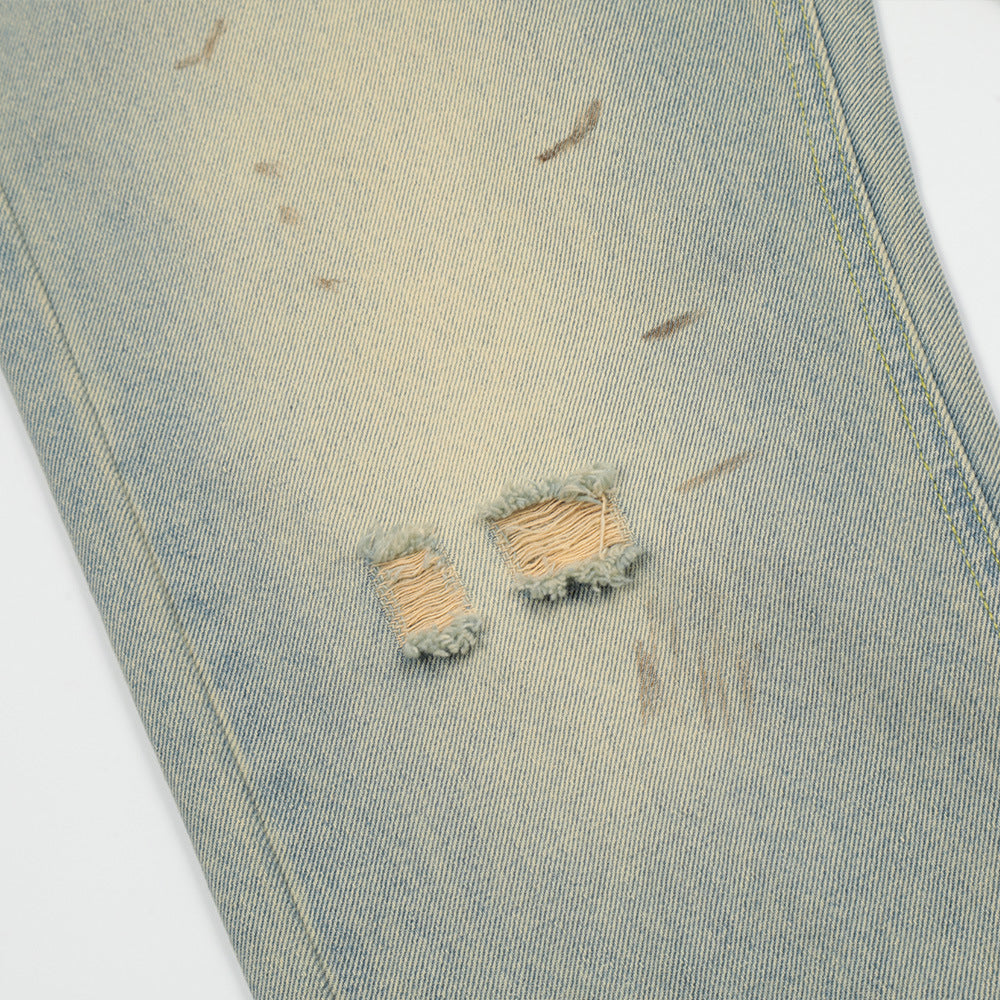 Men Jeans Worn out Casual Straight-Leg