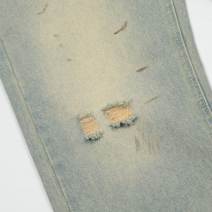 Men Jeans Worn out Casual Straight-Leg