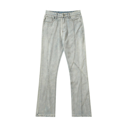Men Jeans Vintage Straight Jeans Casual Flared Pants