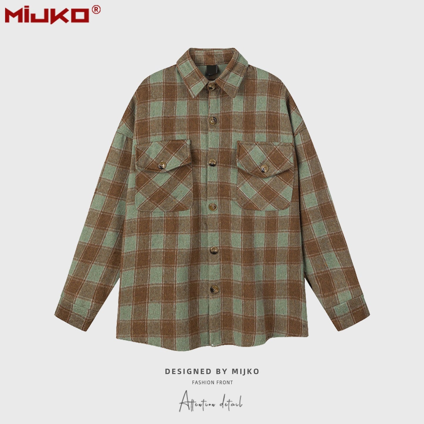 MIJKO Mens Jacket Plaid Multicolor Mainstream Fashion Jacket