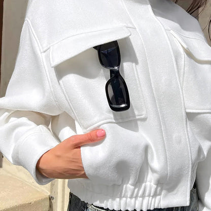 Women Trench Coat Women's Woolen Jacket Short Top Autumn and Winter Puff Sleeve Women's Clothing