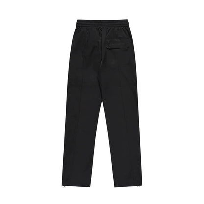 Men Sweatpants Multi-Pocket Slacks Pure Color Elastic Waist Straight-Leg Pants Baggy Pants Zipper Pants