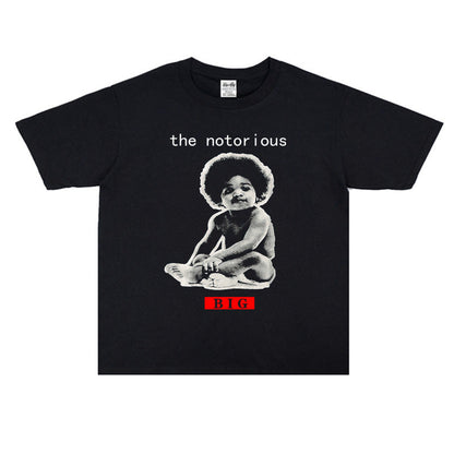 Rock Star T Shirt Notorious Mr. the Nottorious B.I .G Loose Street Printed T-shirt Pure Cotton