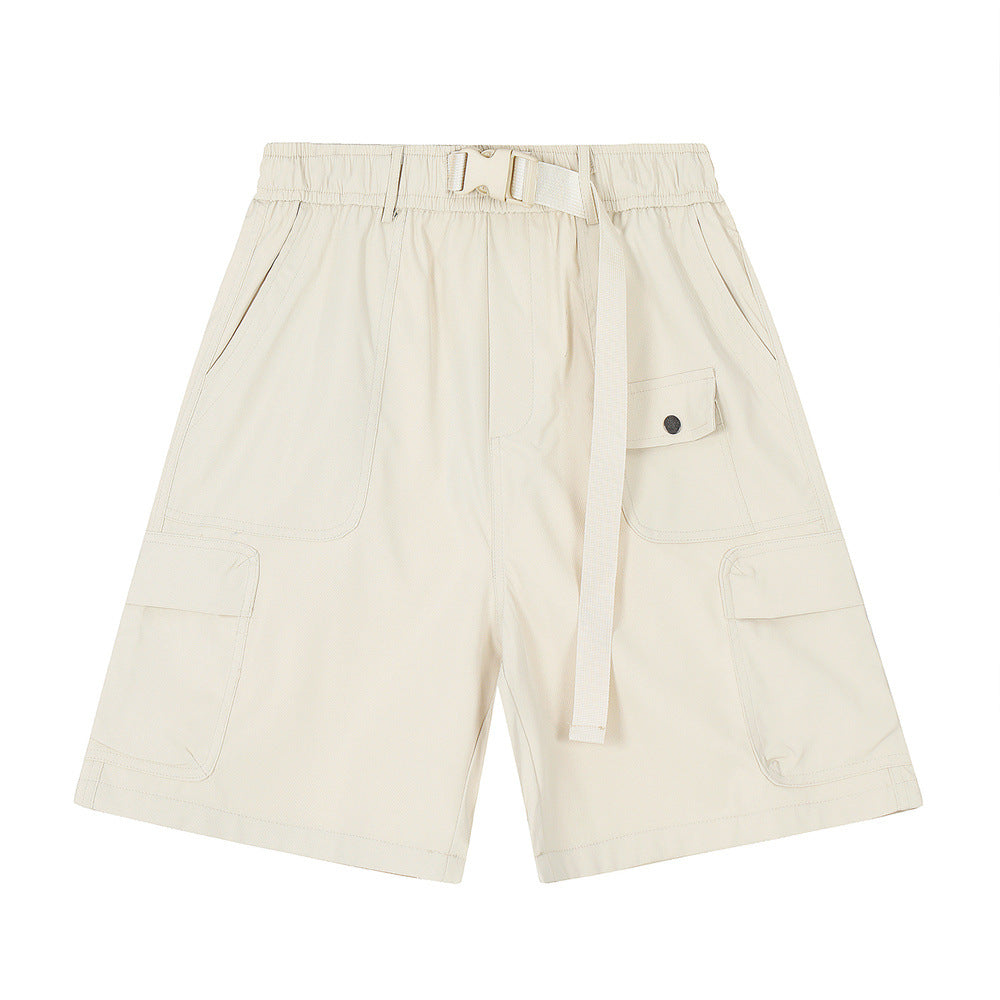 Men Shorts with Belt Workwear Multi-Pocket Loose