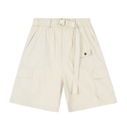 Men Shorts with Belt Workwear Multi-Pocket Loose