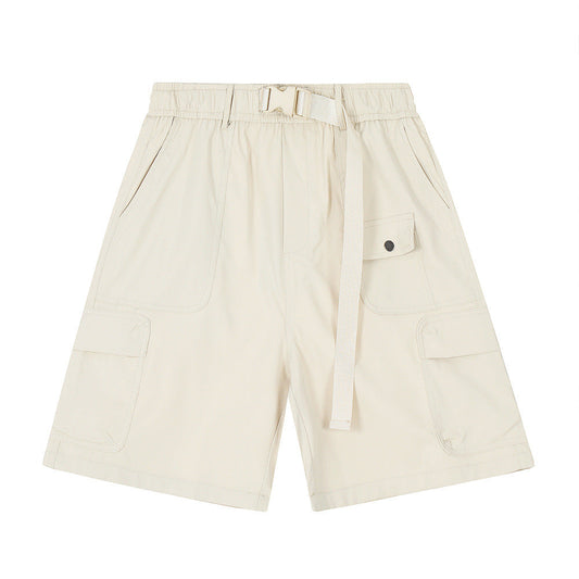 Men Shorts with Belt Workwear Multi-Pocket Loose